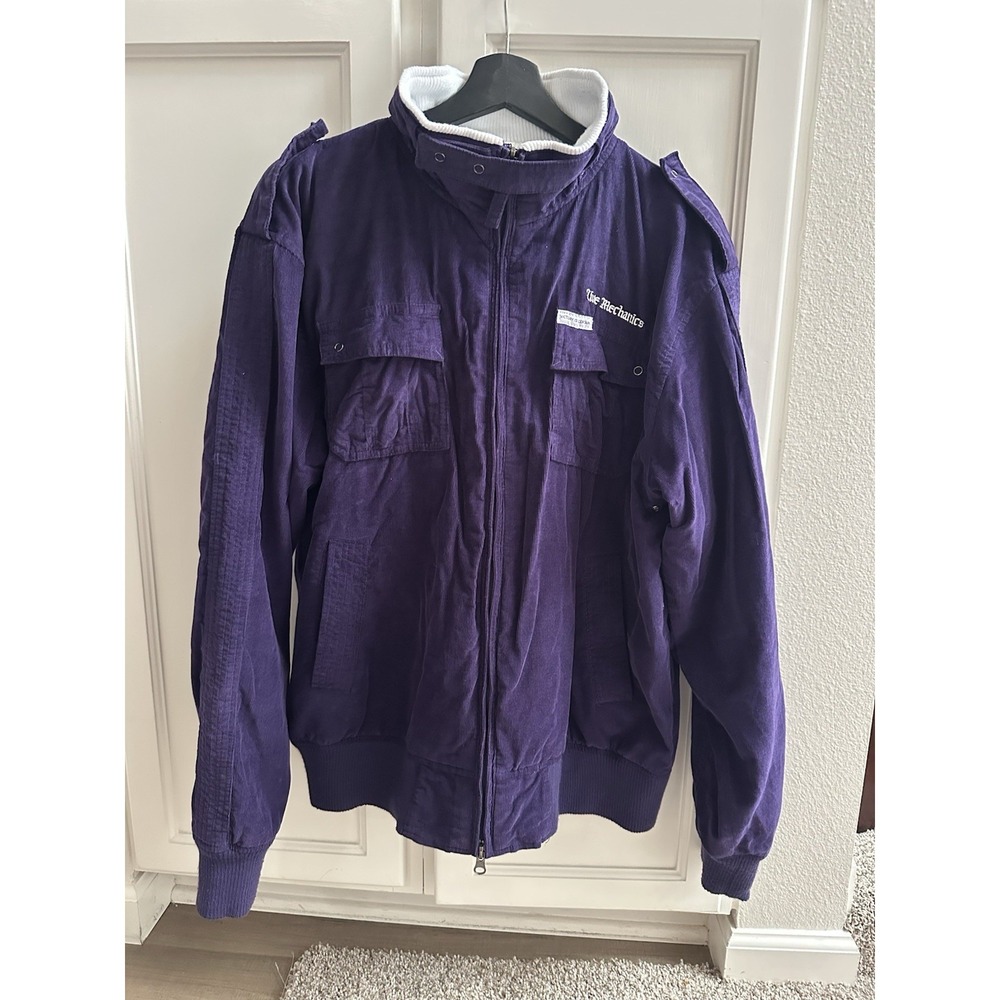 Vintage Live Mechanics Victory Is Certain Purple Mens Jacket Quilted Size L - Picture 2 of 11